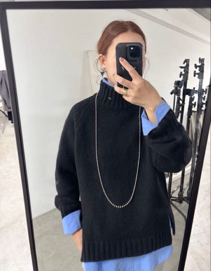 《新品タグ付き》ピュアルセシン コットンリヨセルロゴ刺繍シャツ ブルー