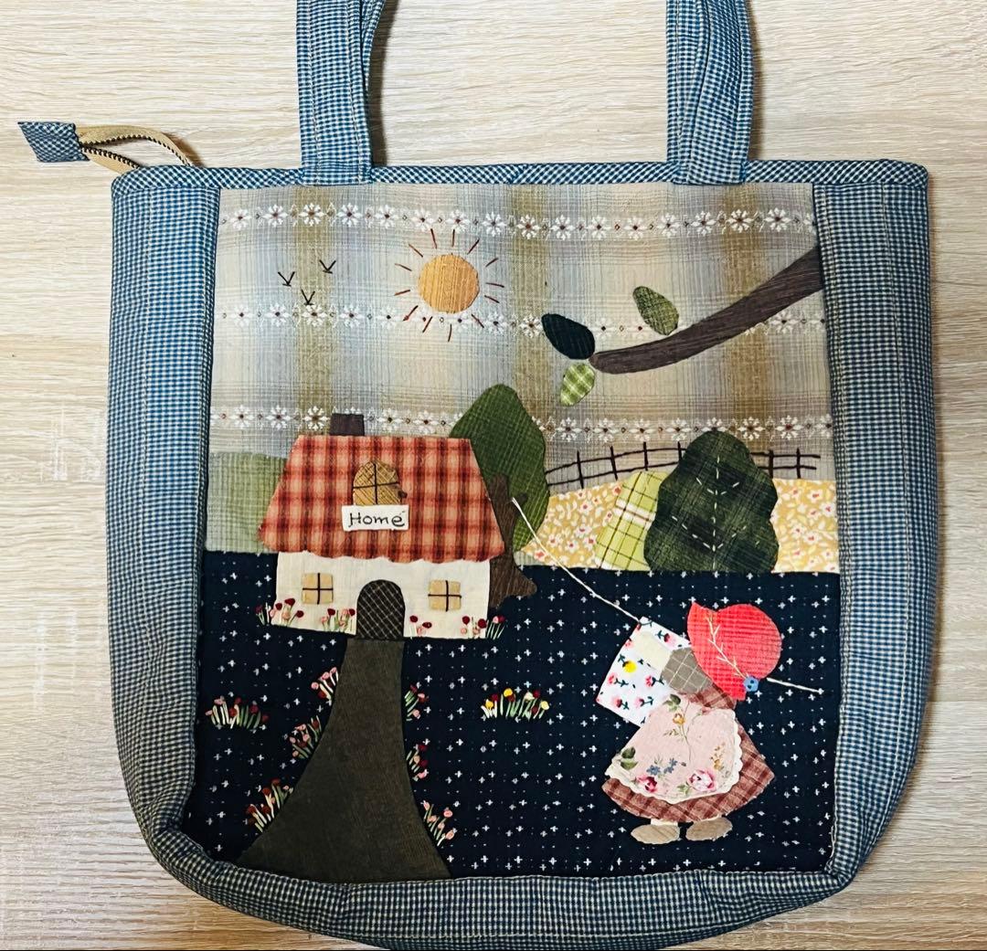 ★新作大★スーちゃん＆ことり＆ハウス★ハンドメイド　トートバッグ　パッチワーク
