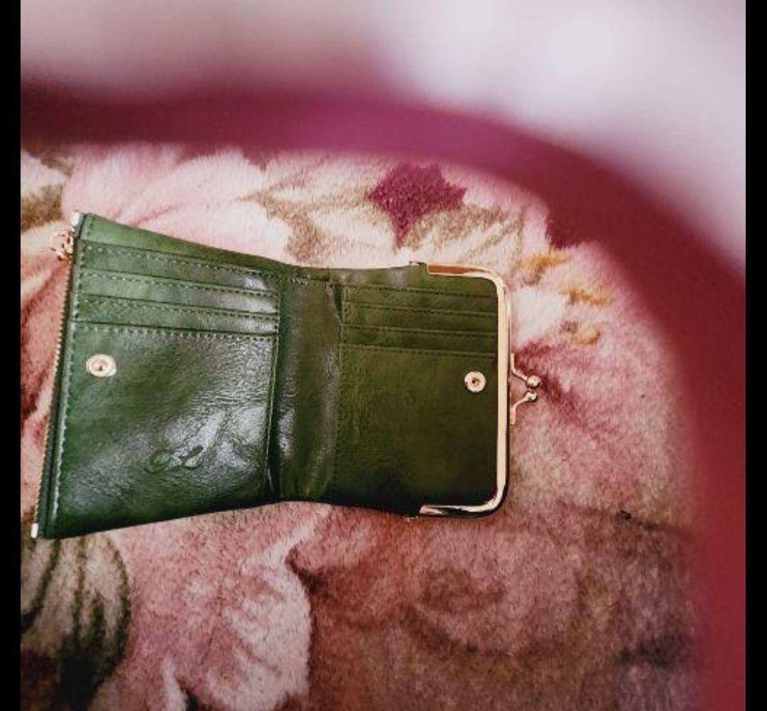 ポータブルファン ホワイト & がま口財布 グリーン