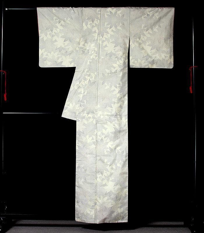 6943■　本場白大島紬　八つ手文　カタス式　経緯絣　美品