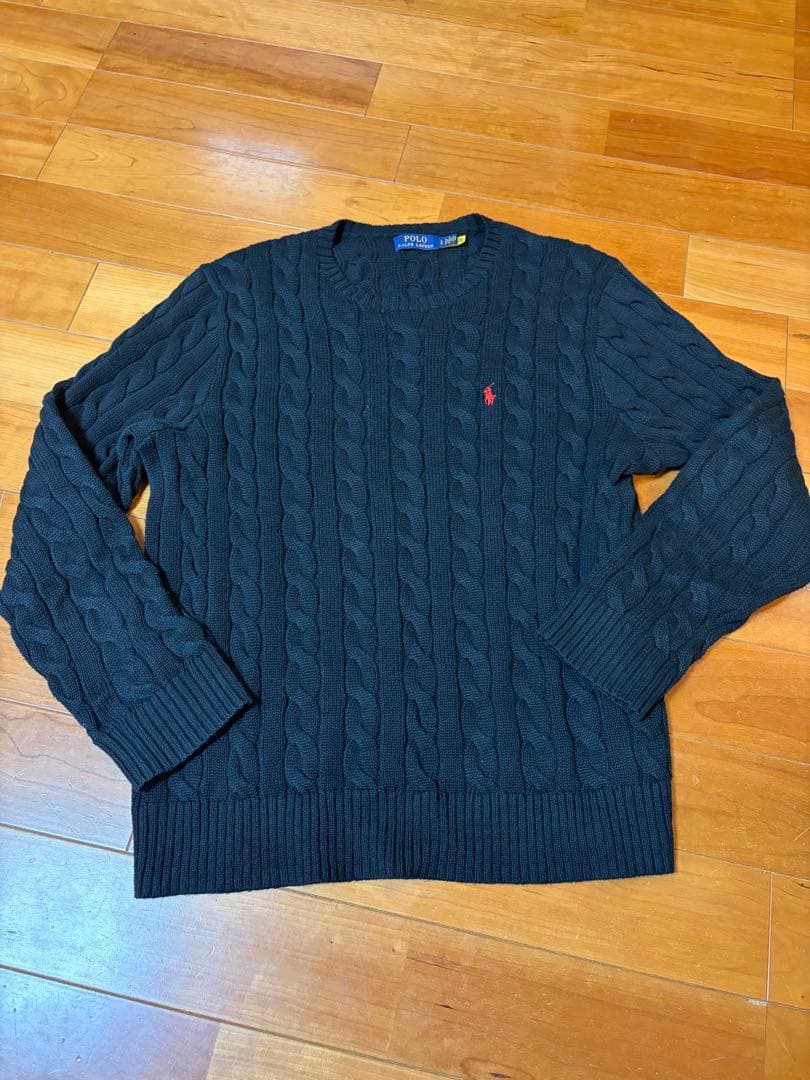 Polo Ralph Lauren ブラック ケーブルニット Lサイズ