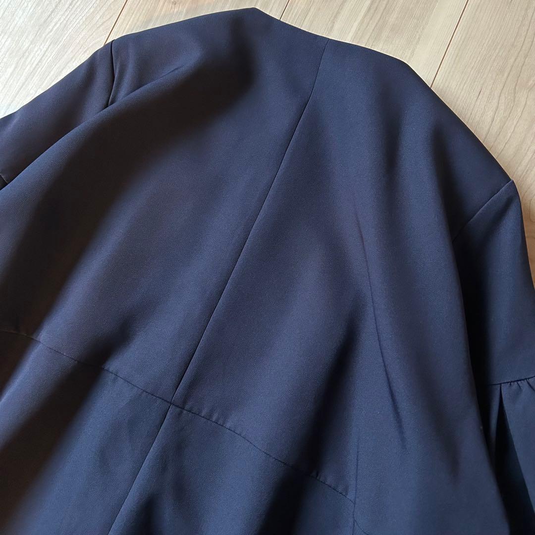 新品＊ルイルエブティック完売品ノーカラーフレアースリーブジャケットのみMネイビー