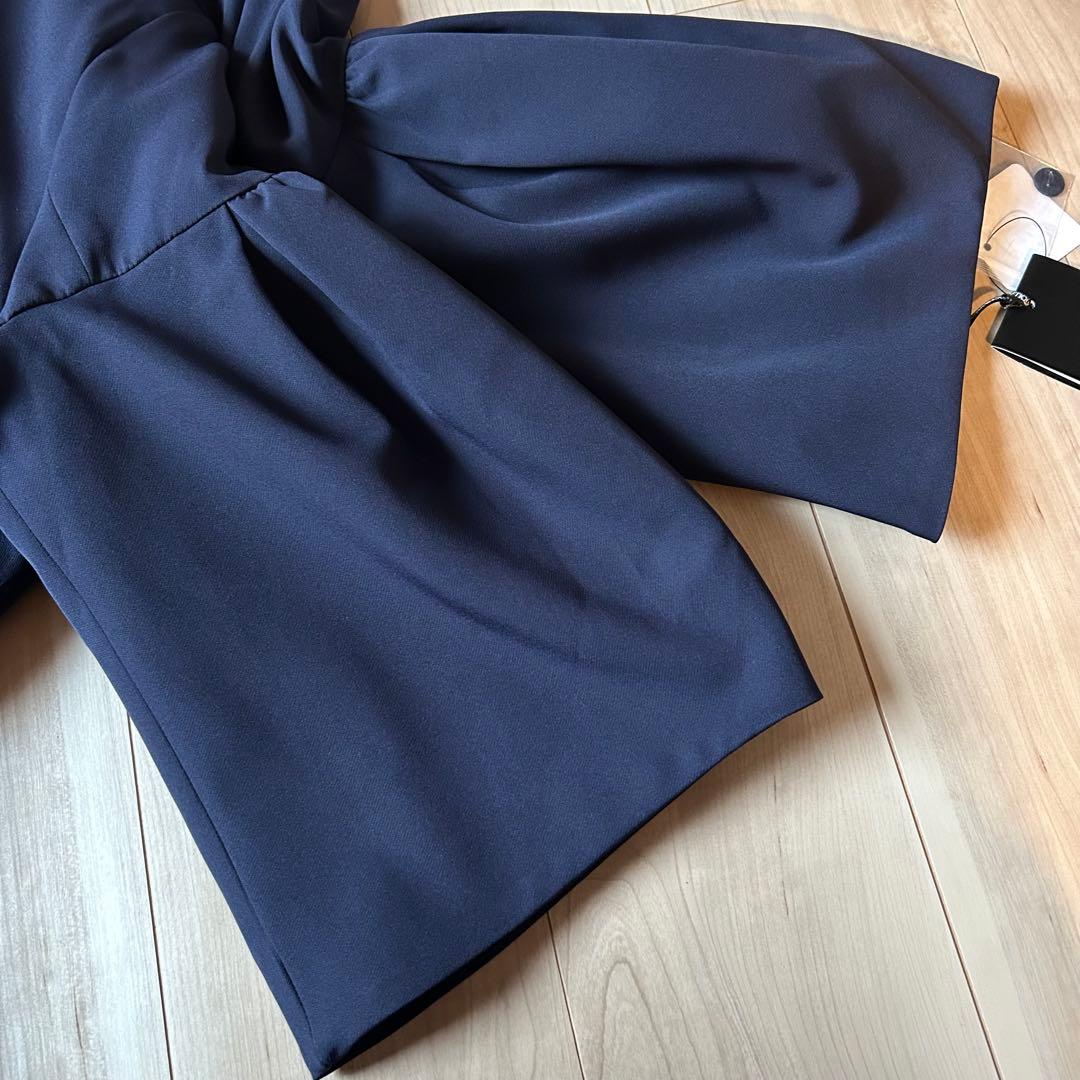 新品＊ルイルエブティック完売品ノーカラーフレアースリーブジャケットのみMネイビー