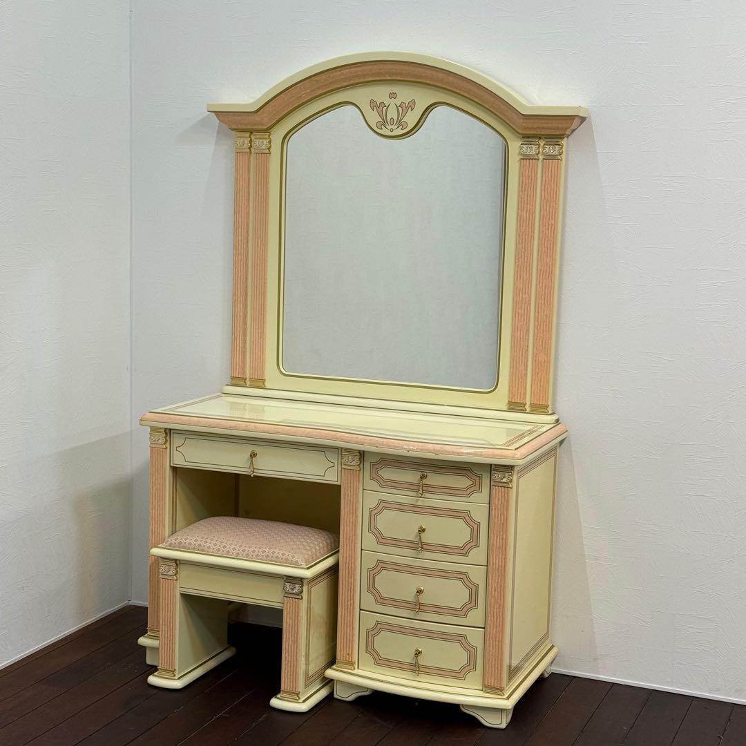 H112K68a イタリア製 ドレッサー チェアセット ロココ調