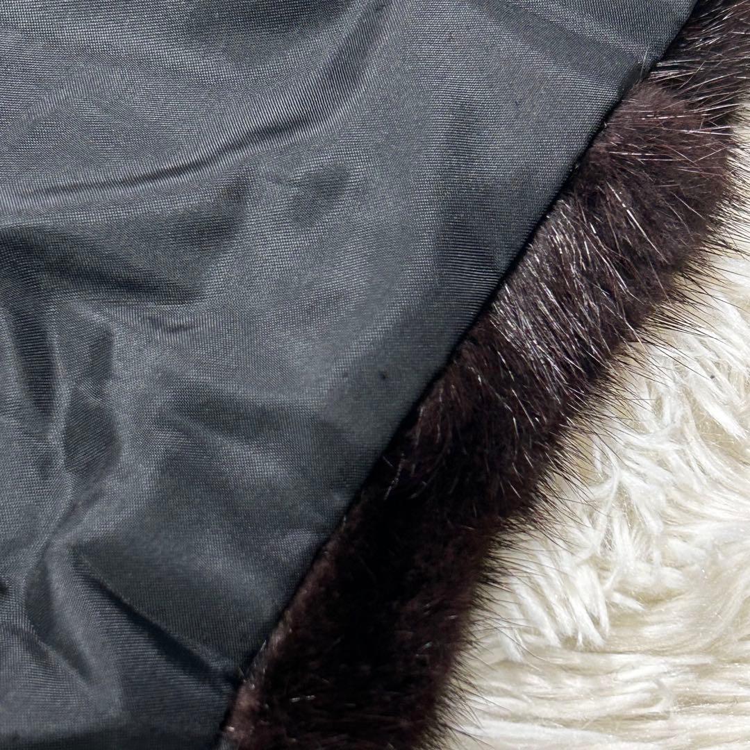 極艶 希少丈111cm ミンク リアルファー ロングコート 刺繡 ダークブラウン