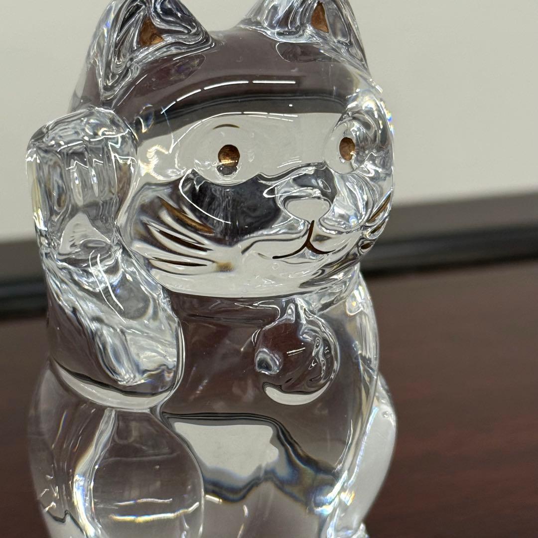 H19KZ13a 美品 Baccarat バカラ 招き猫 クリア