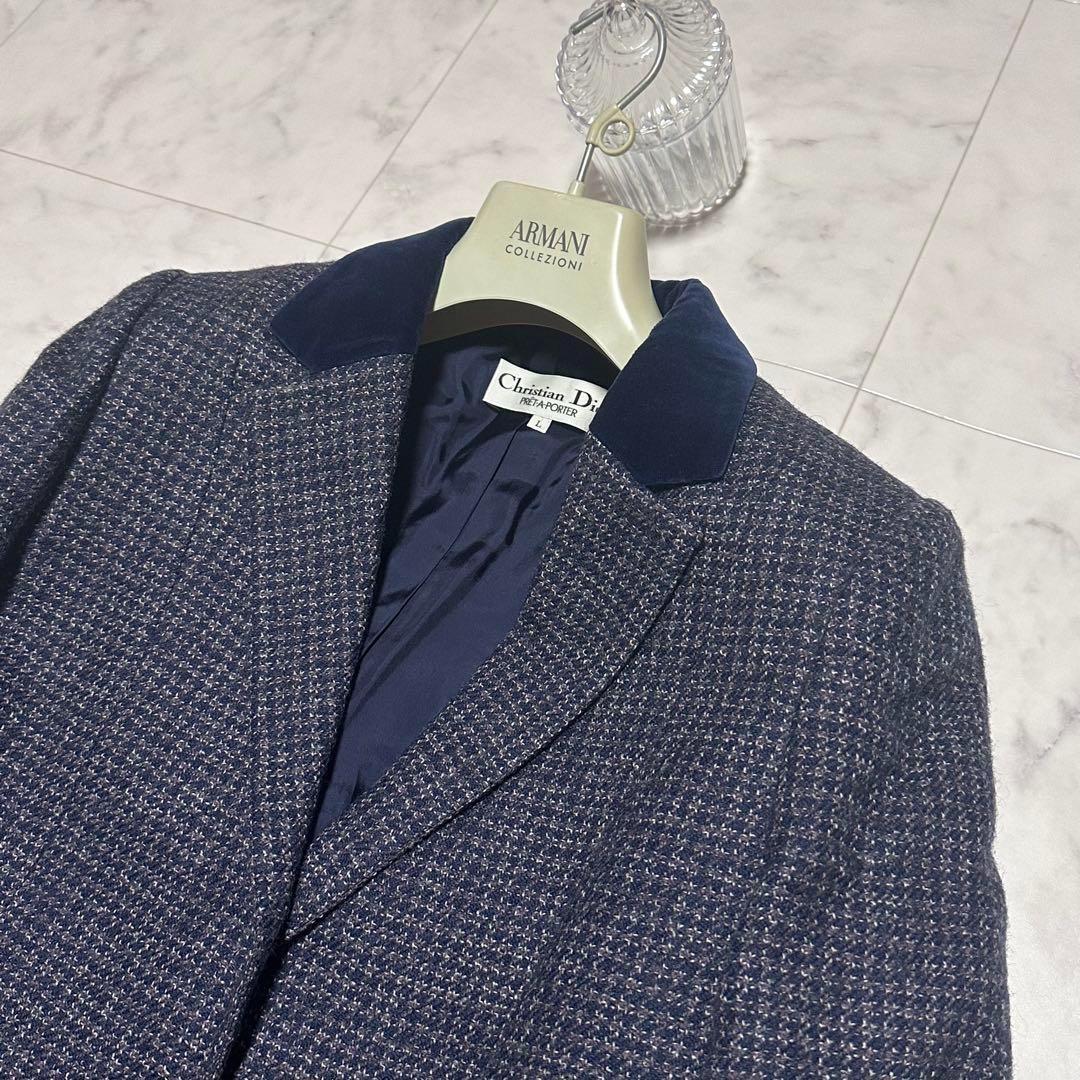 希少レア・美品✨️ディオール テーラードジャケット ミックスツイード ベロア L