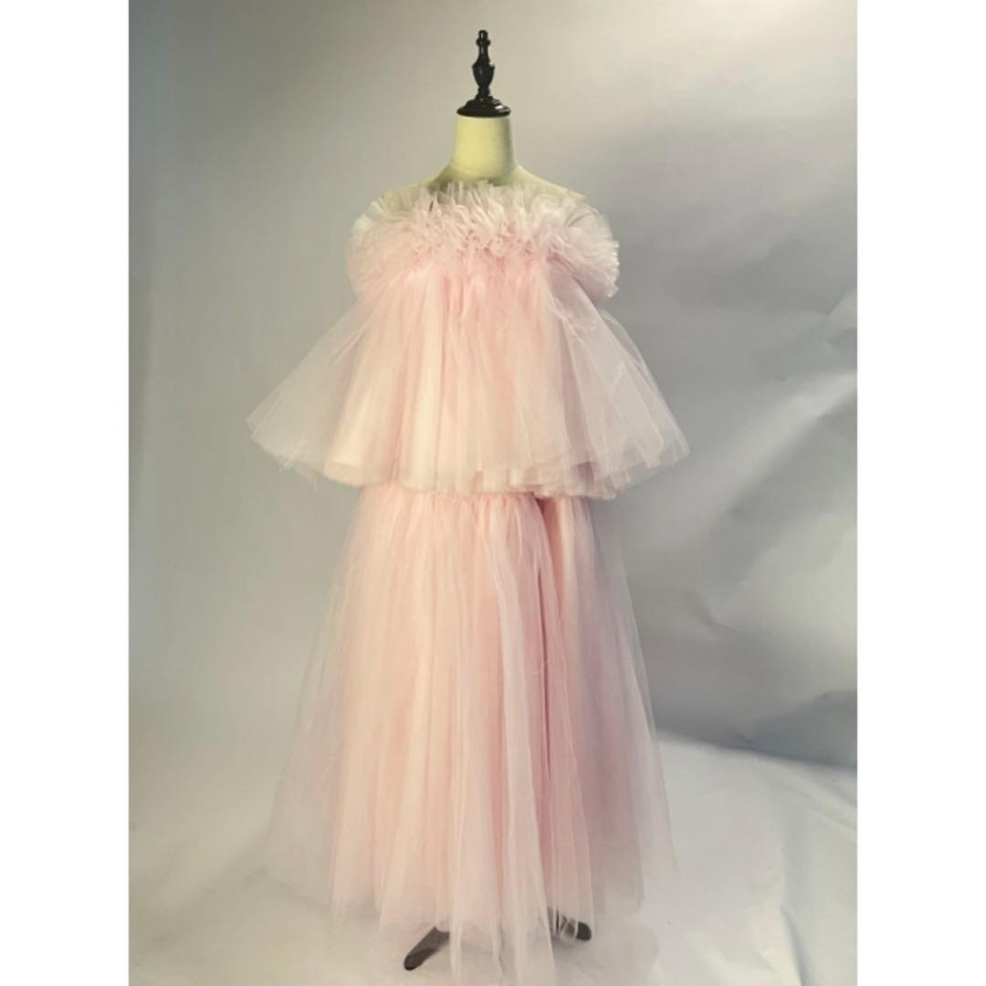 カラードレス チュールドレス ピンク 結婚式 ウェディング
