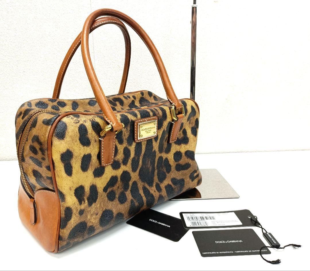 ドルチェ&ガッバーナ ヒョウ柄 ハンドバッグ ミニボストン オールレザー