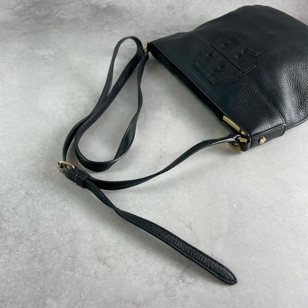 美品　トリーバーチ アマンダ　ブラック　レザー　ショルダーバッグ　グレインレザー