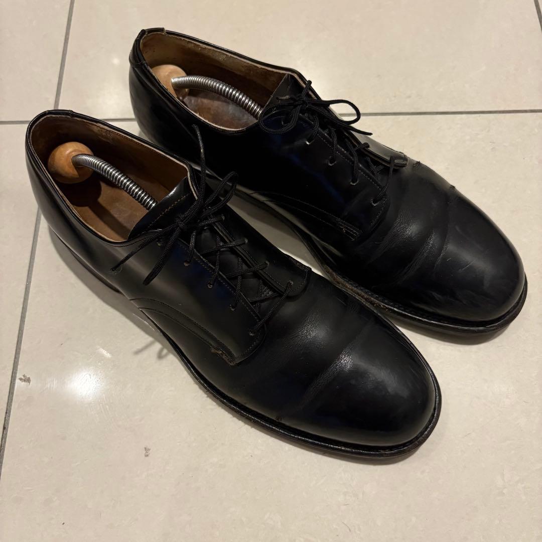 黒 レザー ドレスシューズ プレーントゥ　US NAVY