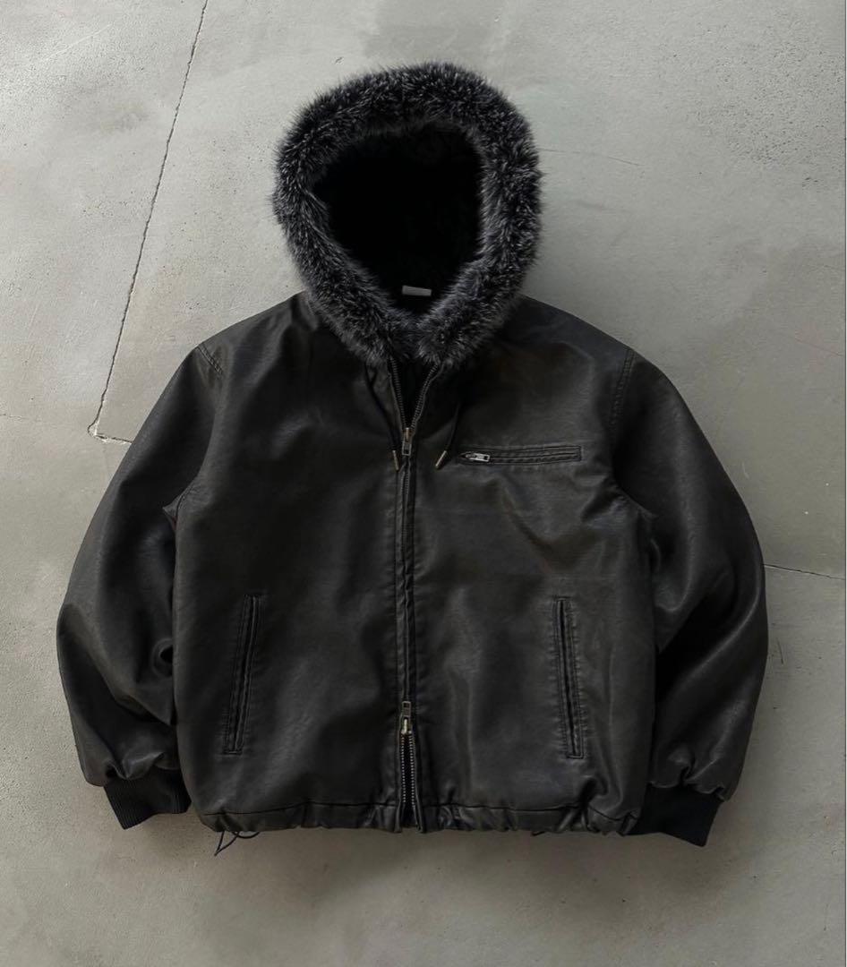 ドローコードダブルジップアーティフィシャル２WAYフードブルゾン