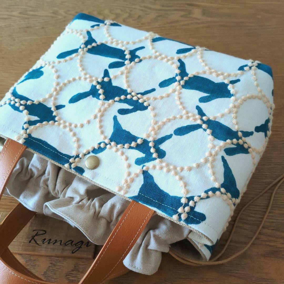 【1561】あおりポケットの巾着バッグ＊ミナペルホネン