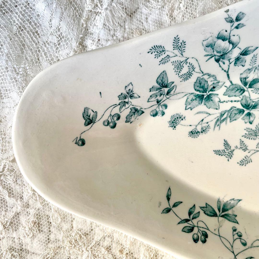 ロンウィ　小鳥と野ばらのラヴィエ Mignon Longwyフランスアンティーク