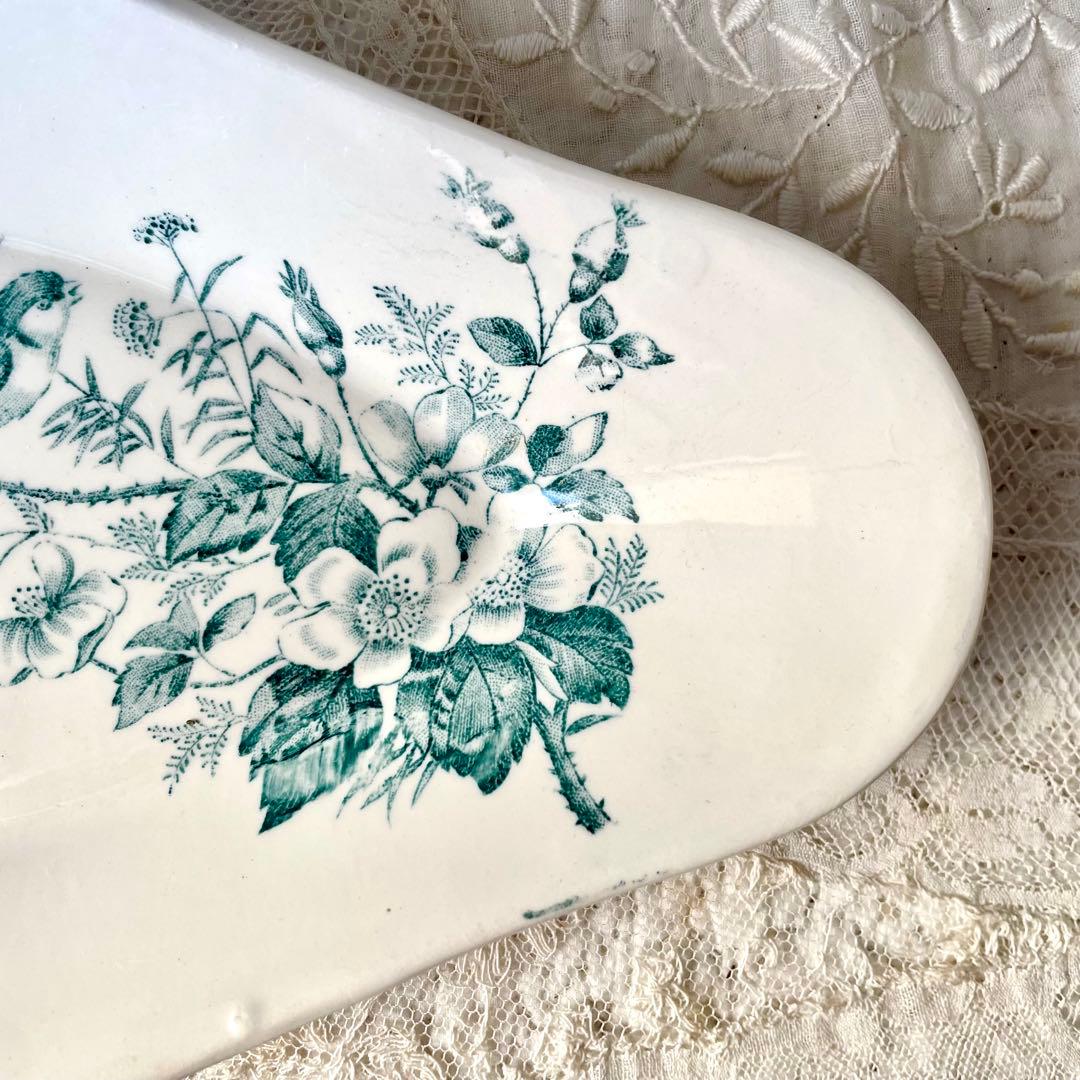 ロンウィ　小鳥と野ばらのラヴィエ Mignon Longwyフランスアンティーク