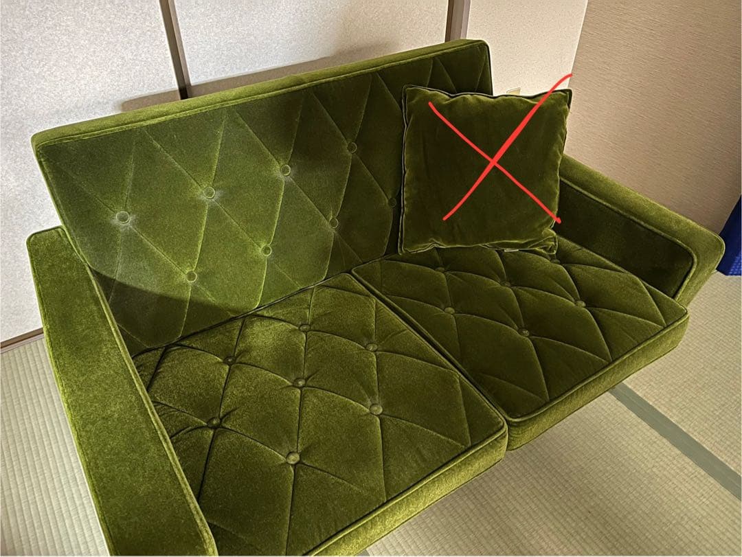 カリモク60 ロビーチェア 2シーター モケットグリーン