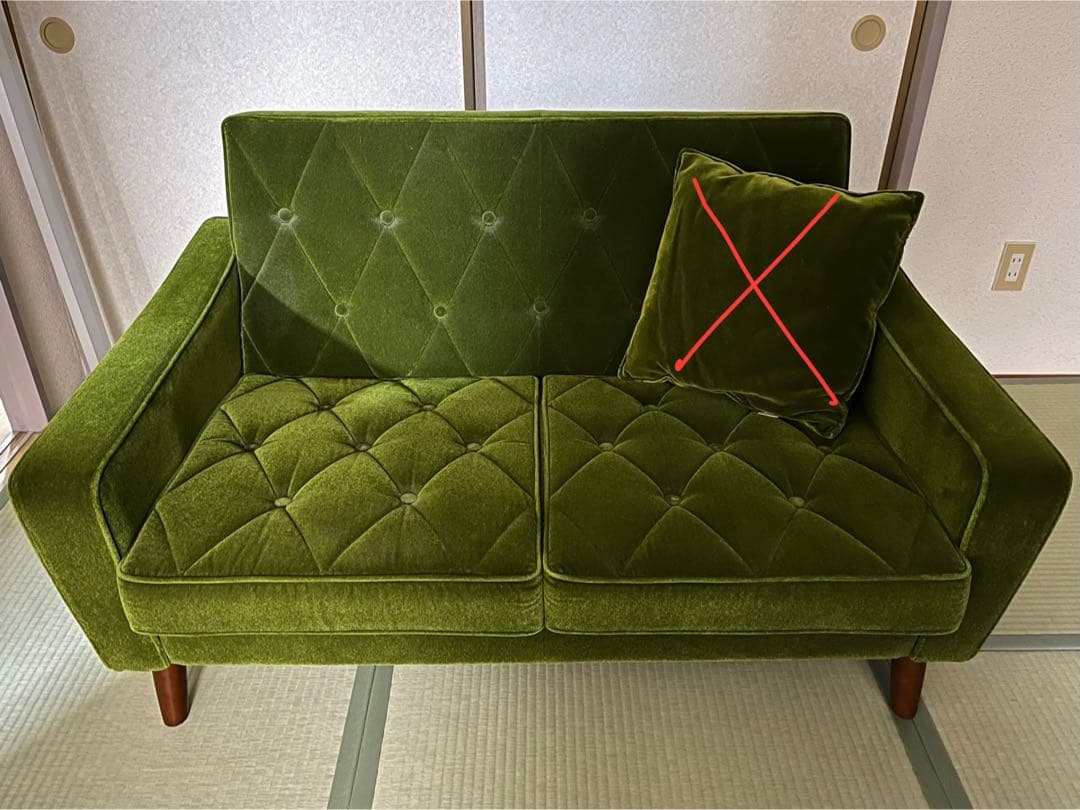 カリモク60 ロビーチェア 2シーター モケットグリーン