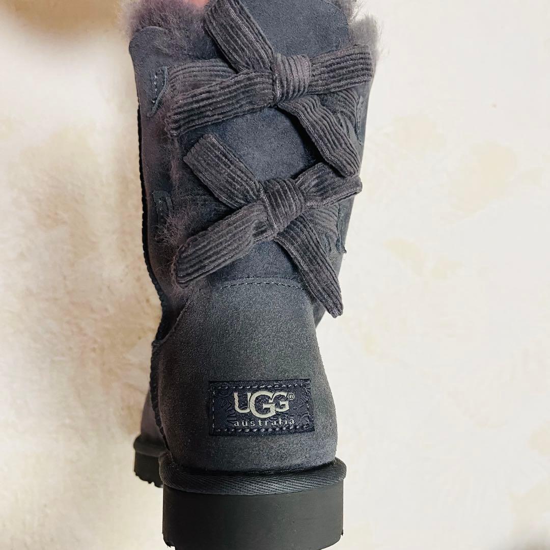 アグUGG W BAILEY BOW CORDUROY グレー 7 24cm