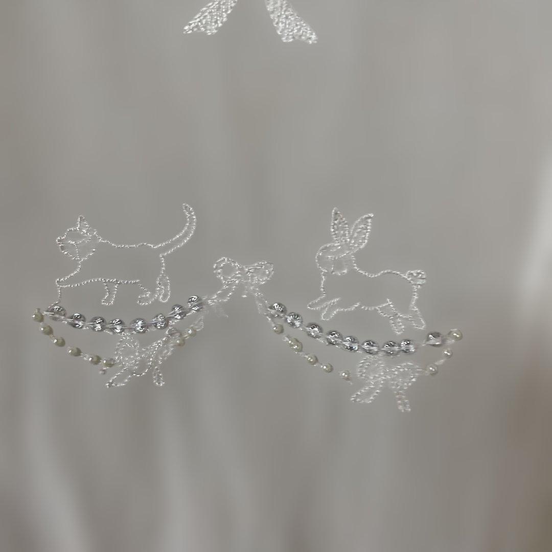 猫・うさぎレース装飾付きホワイトチュニック フランシュリッペ