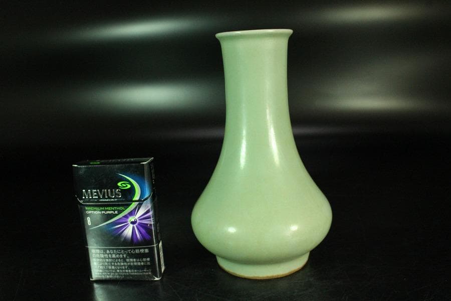 中国美術 青磁 瓶 尺立 茶道具伝来(K-A857)