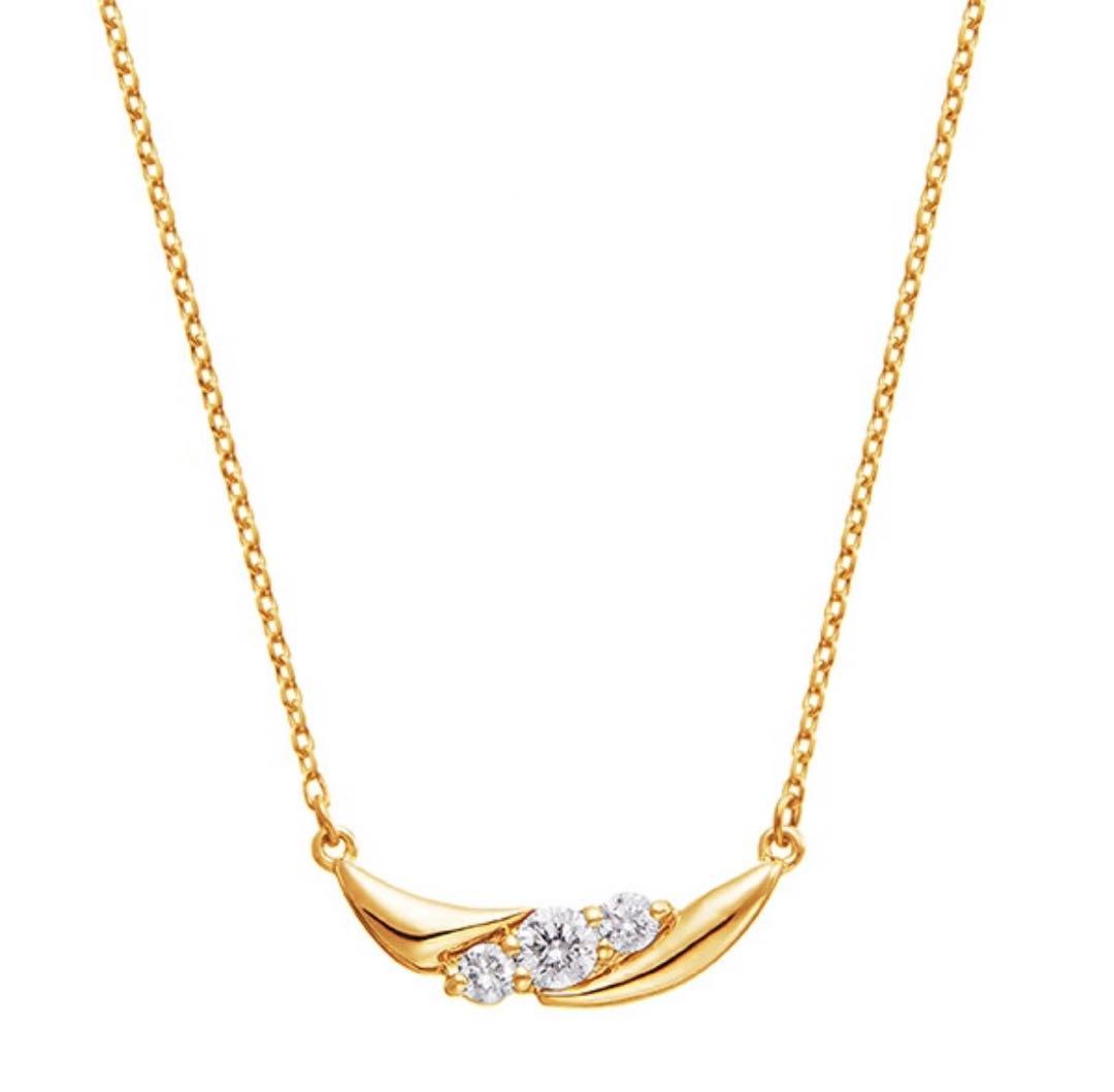 美品★TSUTSUMI K18イエローゴールドダイヤモンドネックレス