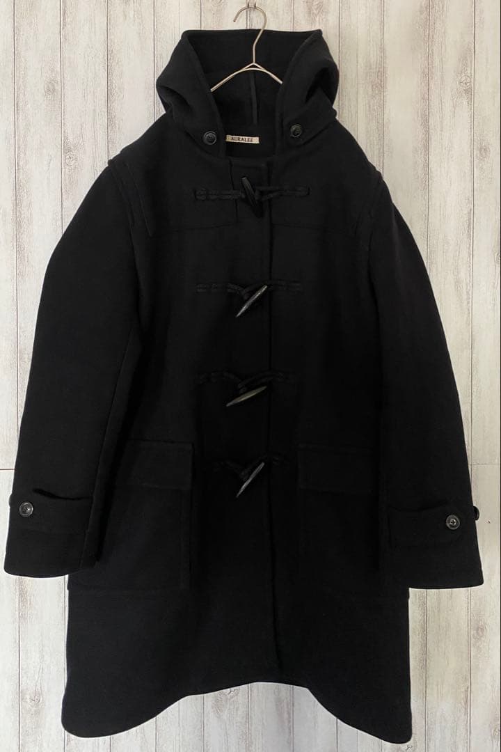 Auralee HEAVY MELTON DUFFLE COAT ブラック 3