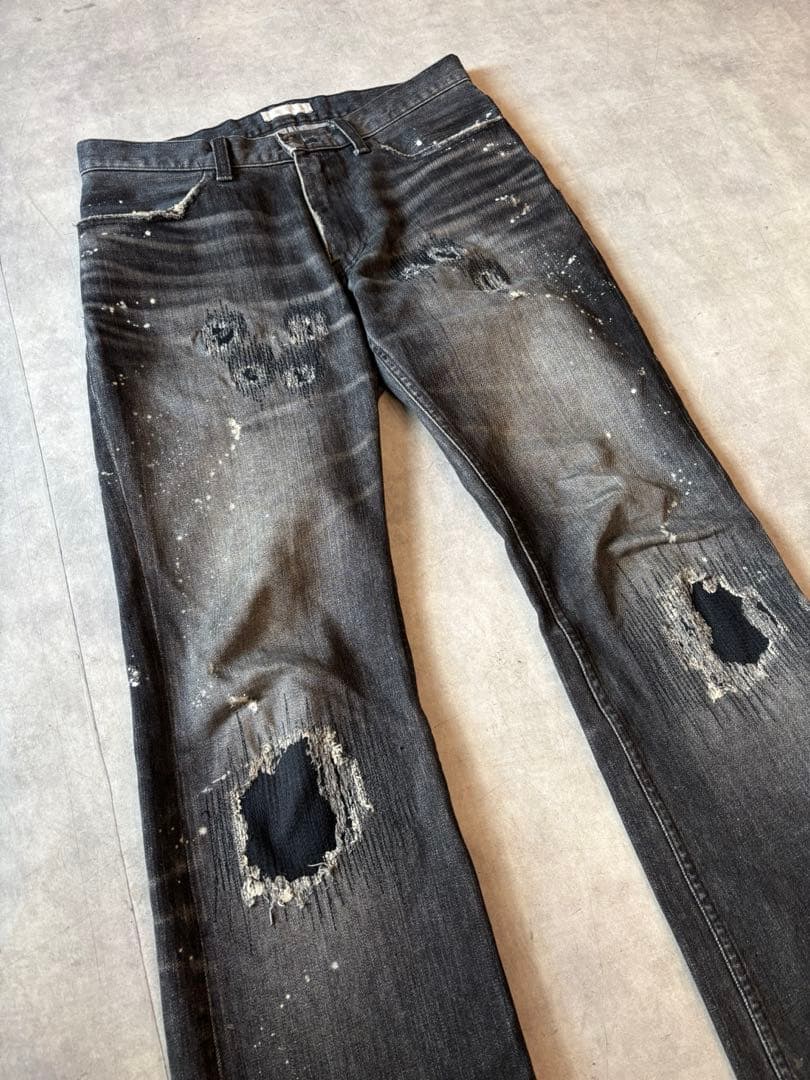 ナンバーナイン 01AW スタンダード期 名作 グランジデニム フレア キムタク