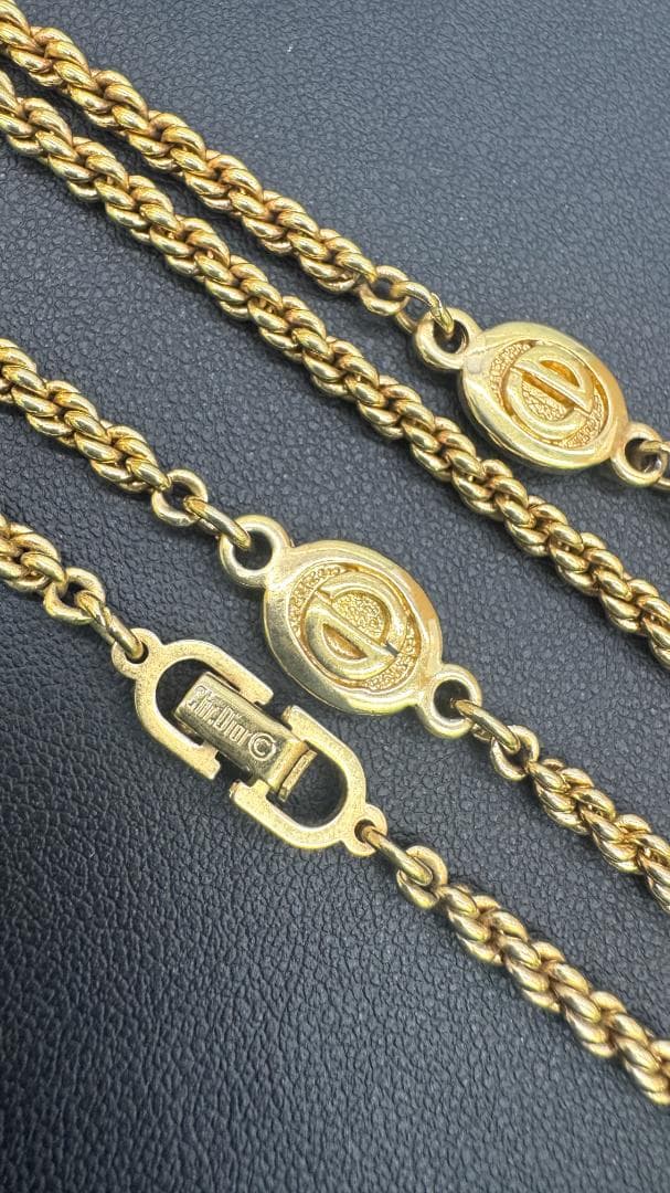 ★Dior ロングチェーン　ネックレス ロゴ金具 ゴールド