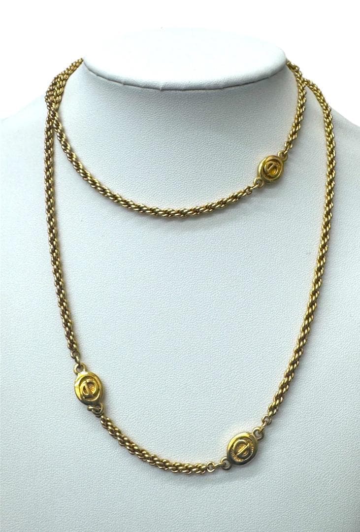 ★Dior ロングチェーン　ネックレス ロゴ金具 ゴールド