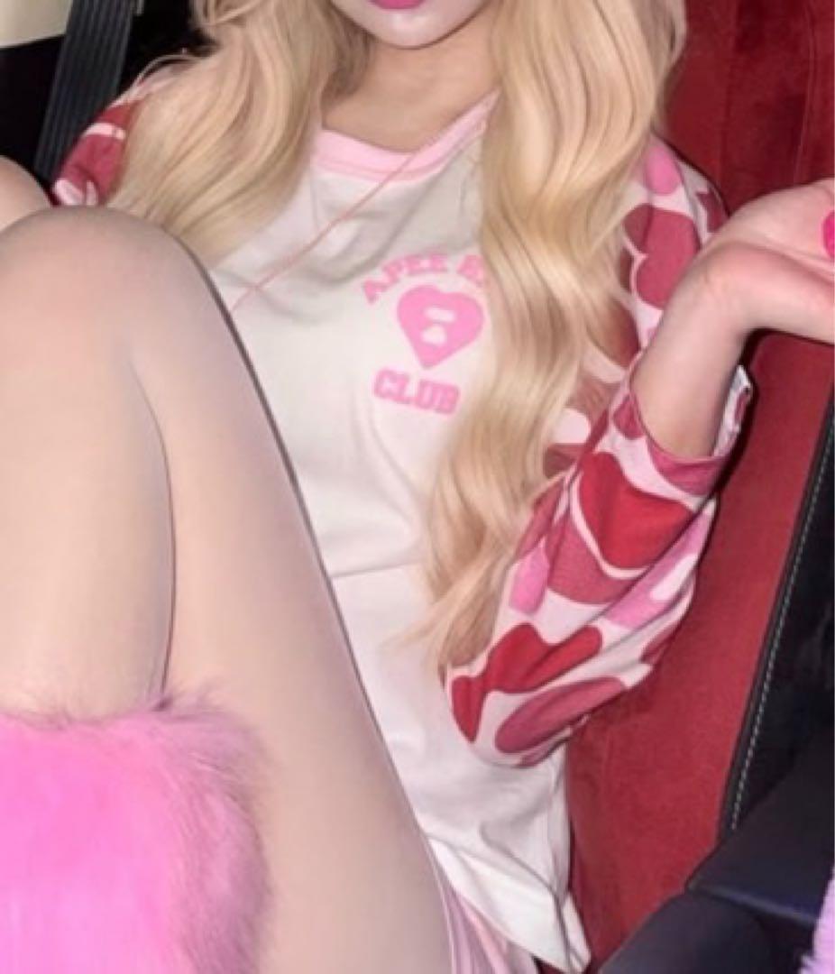 完売　apee AAPE ハート柄 長袖Tシャツ　ロンT