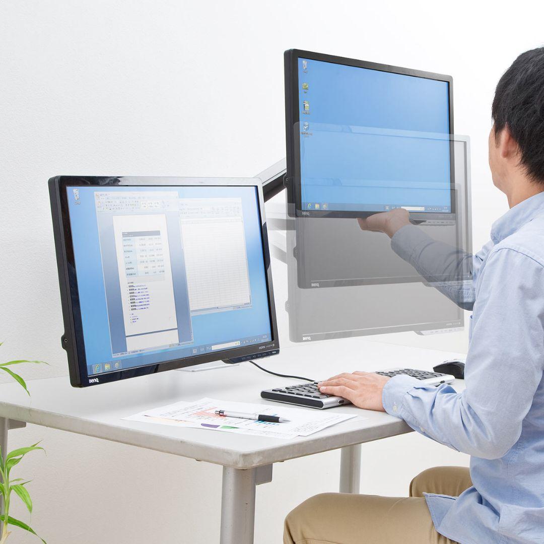 サンワサプライ 100-LA025 デュアルモニターアーム ガス圧式 34インチ