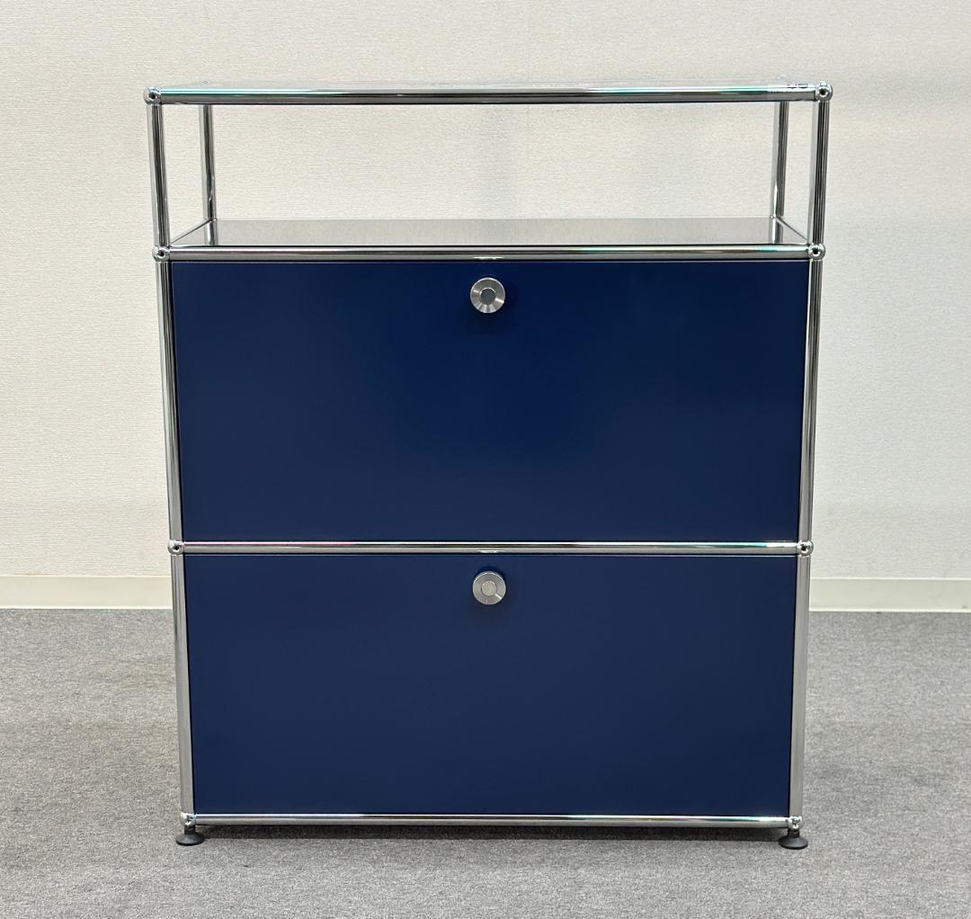 ほぼ未使用■USMハラー■キャビネット 1列3段　スティールブルー　鍵なし　紺色