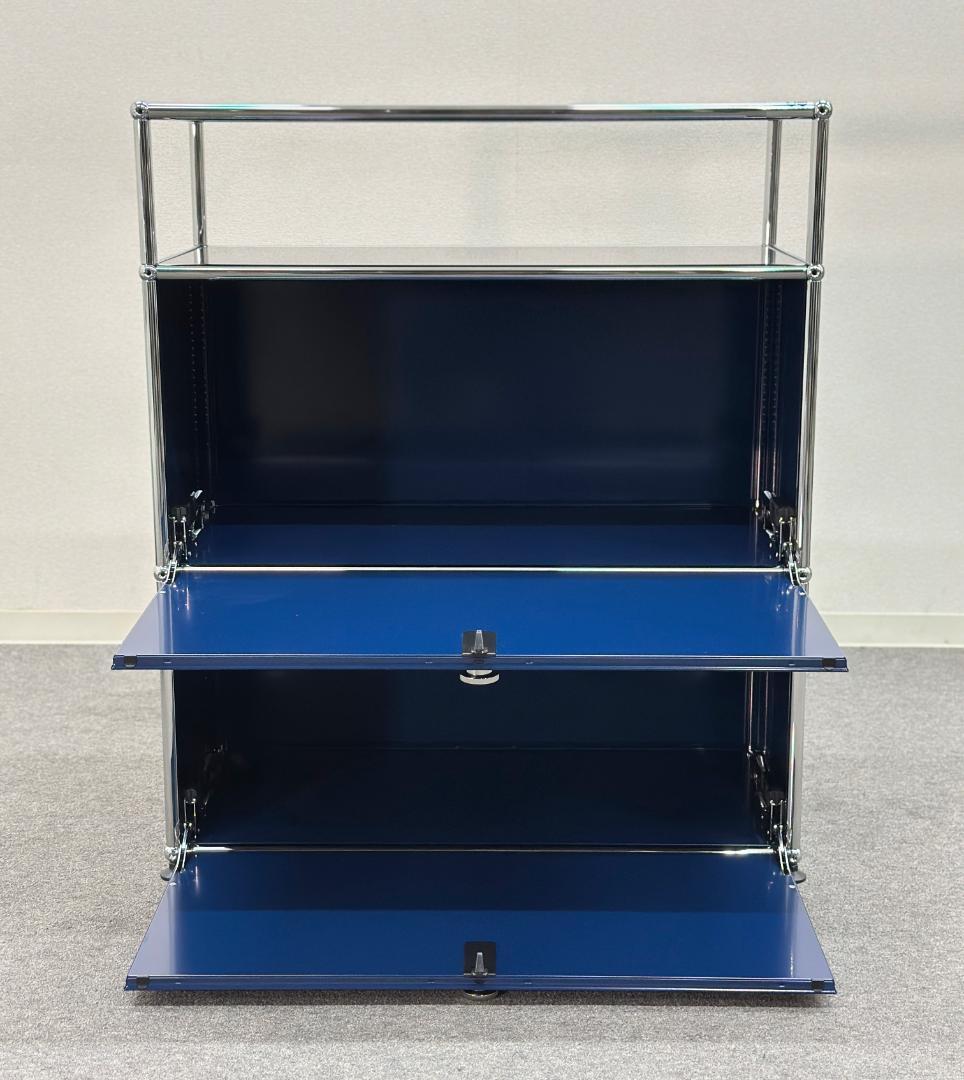 ほぼ未使用■USMハラー■キャビネット 1列3段　スティールブルー　鍵なし　紺色