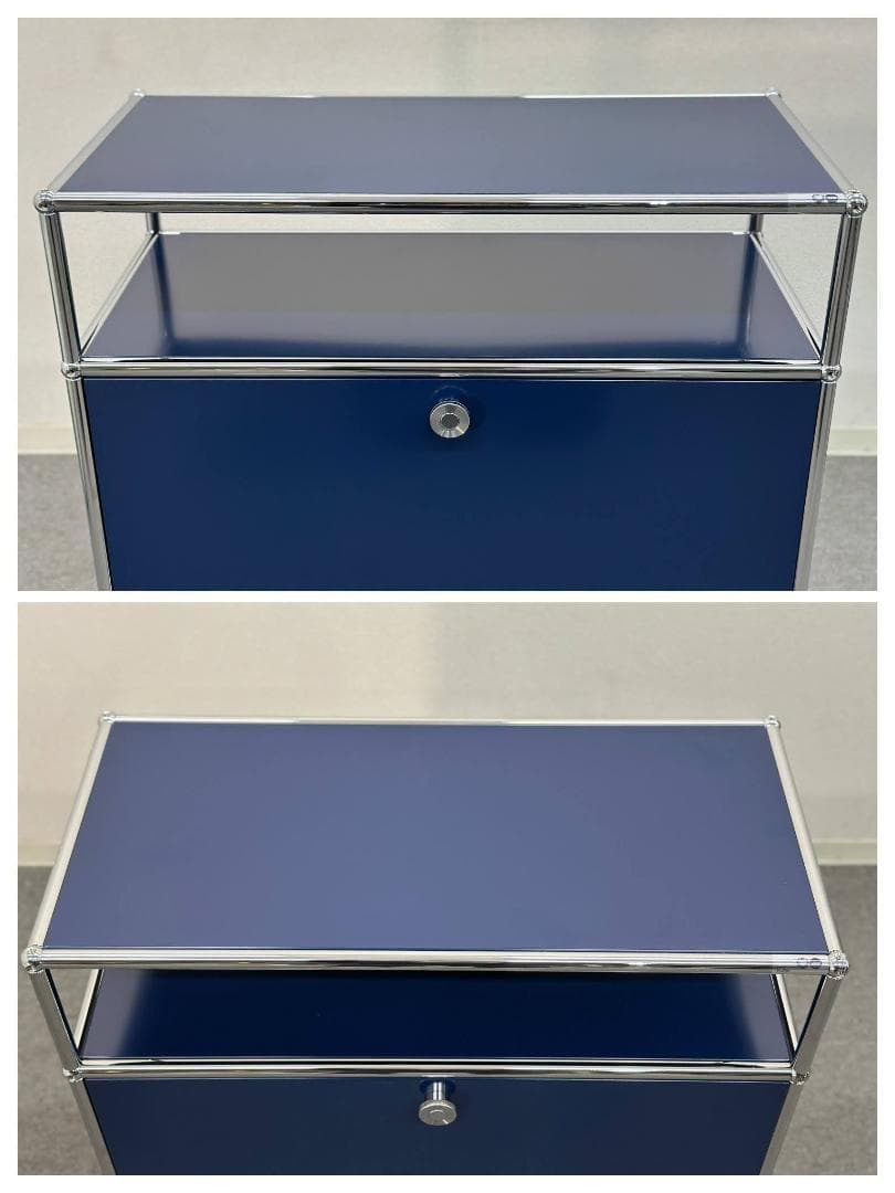 ほぼ未使用■USMハラー■キャビネット 1列3段　スティールブルー　鍵なし　紺色