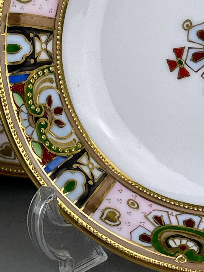 【美品】オールドノリタケ 金盛り ティーカップ ソーサー ３小皿セット