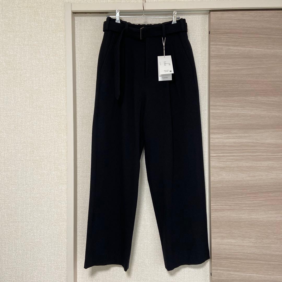 コルニエ　cornier wool silk nep belted pants