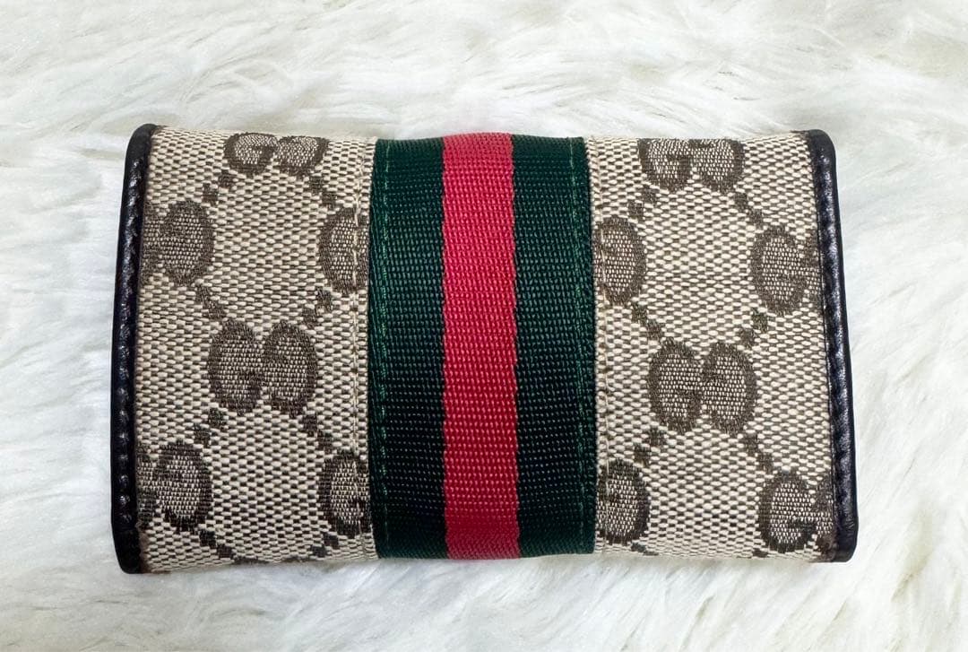 【新品未使用】GUCCI 6連キーケース　GG柄キャンバス　シェリーライン