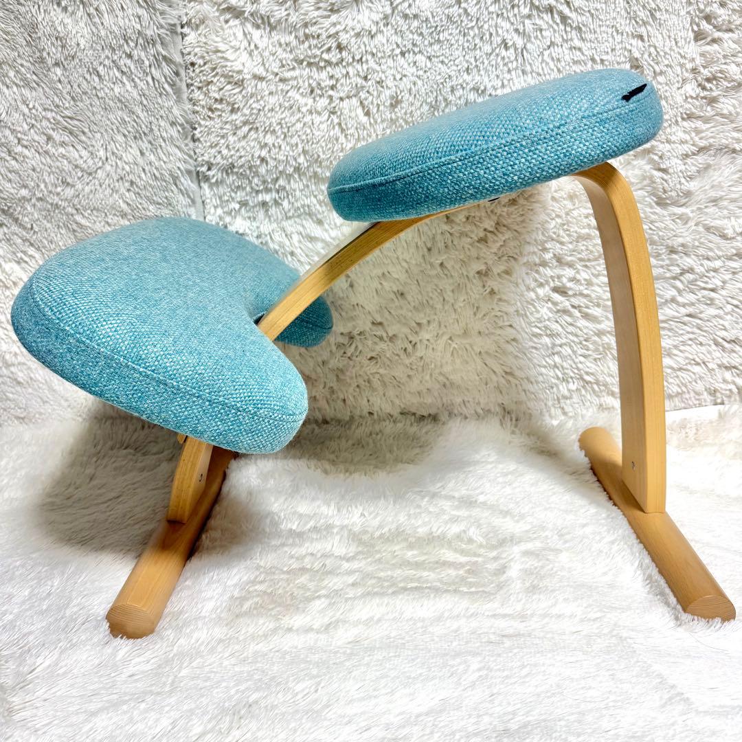 【美品】バランスチェア イージー balans Easy ライトブルー　リボ