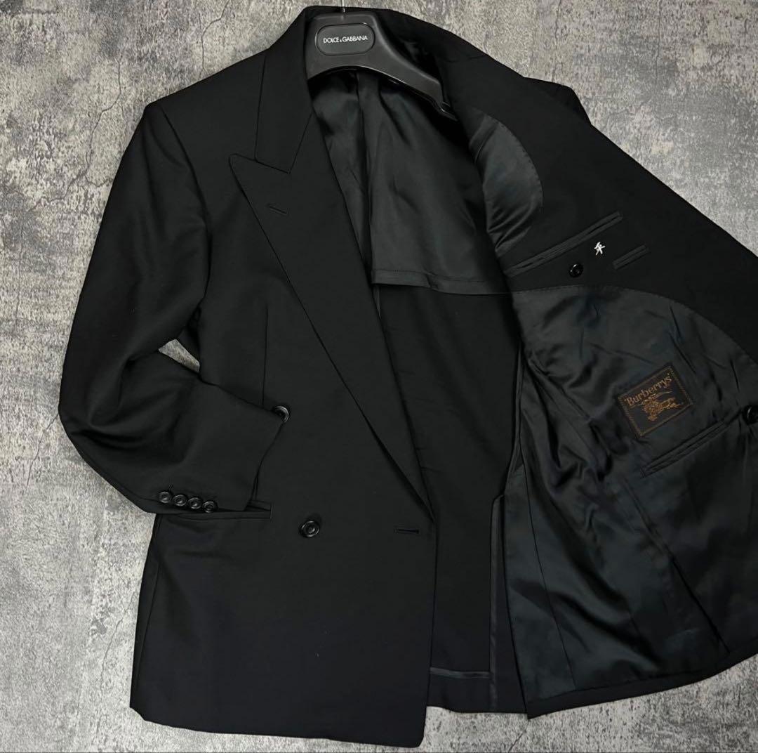 Burberrys ウール＆モヘア ダブルブレストブレザー ブラック