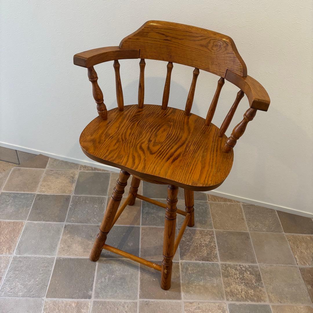 【希少品】ウッド ウィンザーチェア　回転椅子 カウンターチェア スポークチェア