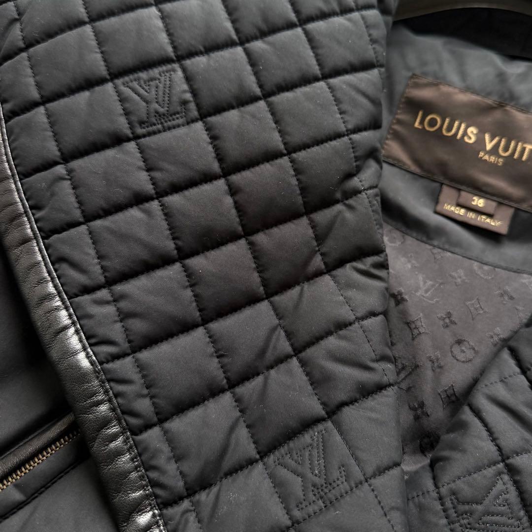 美品✨ルイヴィトン ダイヤキルティング 裏地モノグラム柄 パデットジャケット 黒
