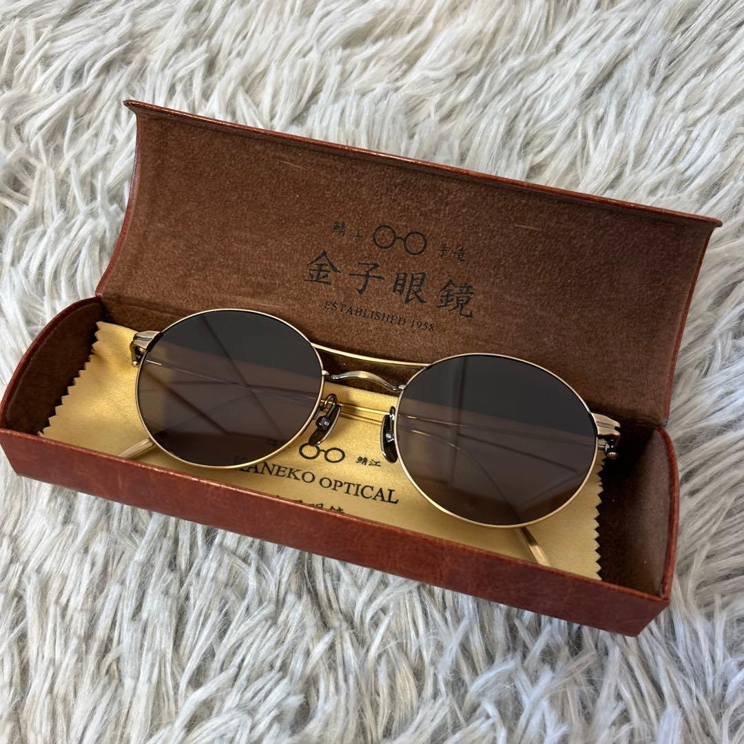 【美品】金子眼鏡 52□20-14 ダブルブリッジサングラス KMS-03