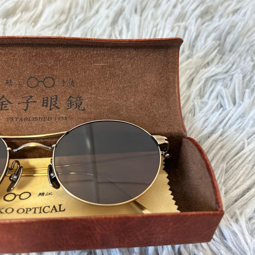【美品】金子眼鏡 52□20-14 ダブルブリッジサングラス KMS-03