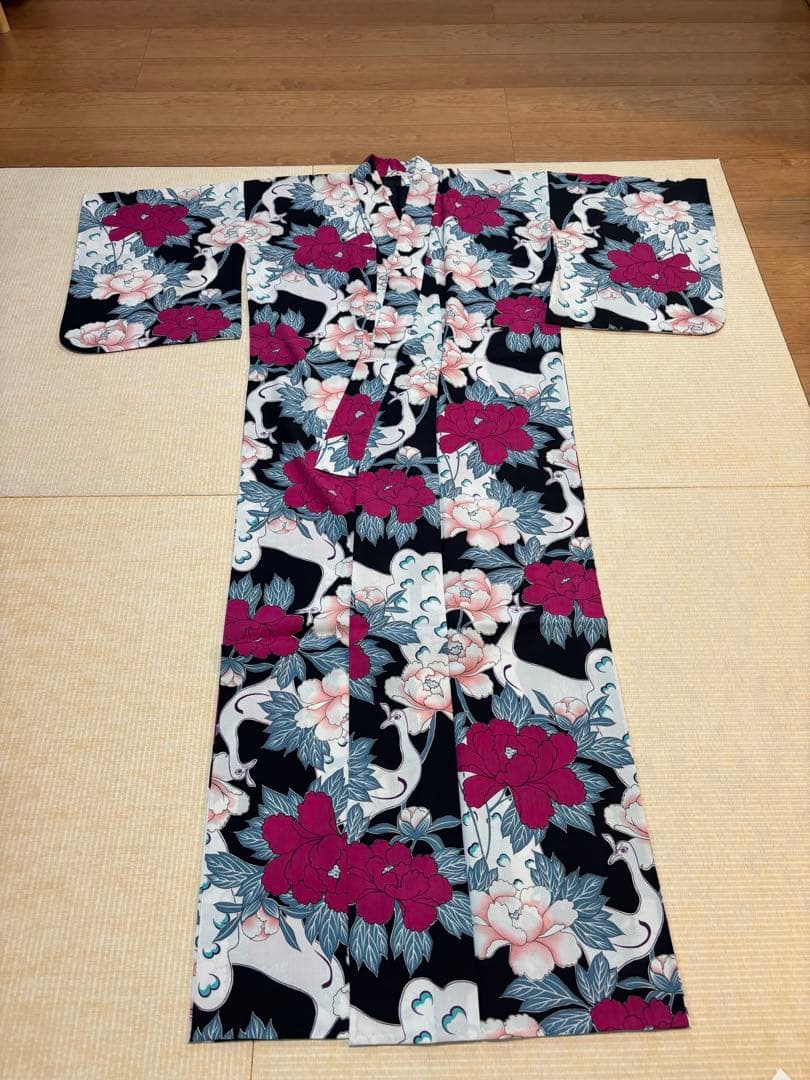 撫松庵　浴衣　帯セット　孔雀　牡丹