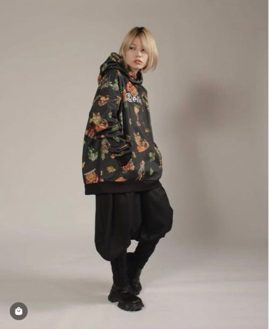 &ellecy アンドエルシー　アンティークパーカー 総柄　猫　ドール