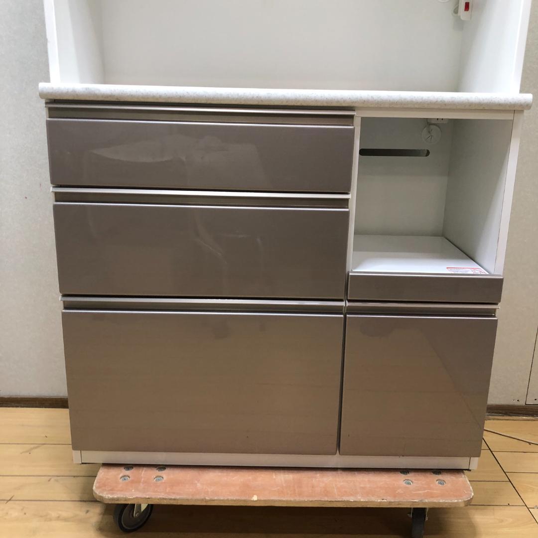 ニトリ 幅100cm キッチンボード　アルミナ2 食器棚 750705-3