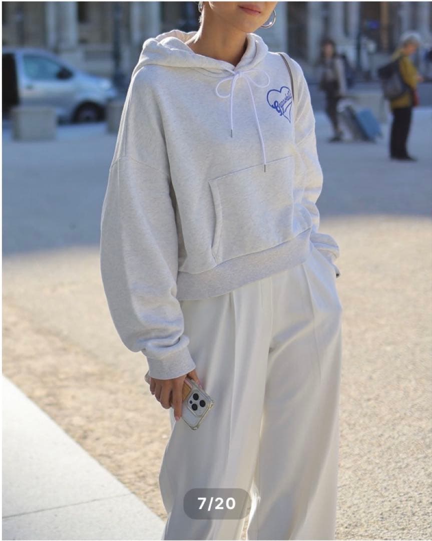 gypsohila パーカー　ハート　ライトグレー