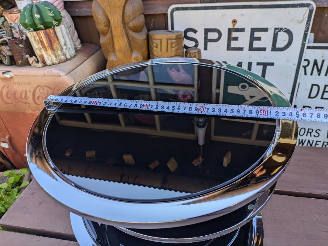 ミッドセンチュリー　スペースエイジ　ラウンドテーブル　強化ガラス　ガラステーブル