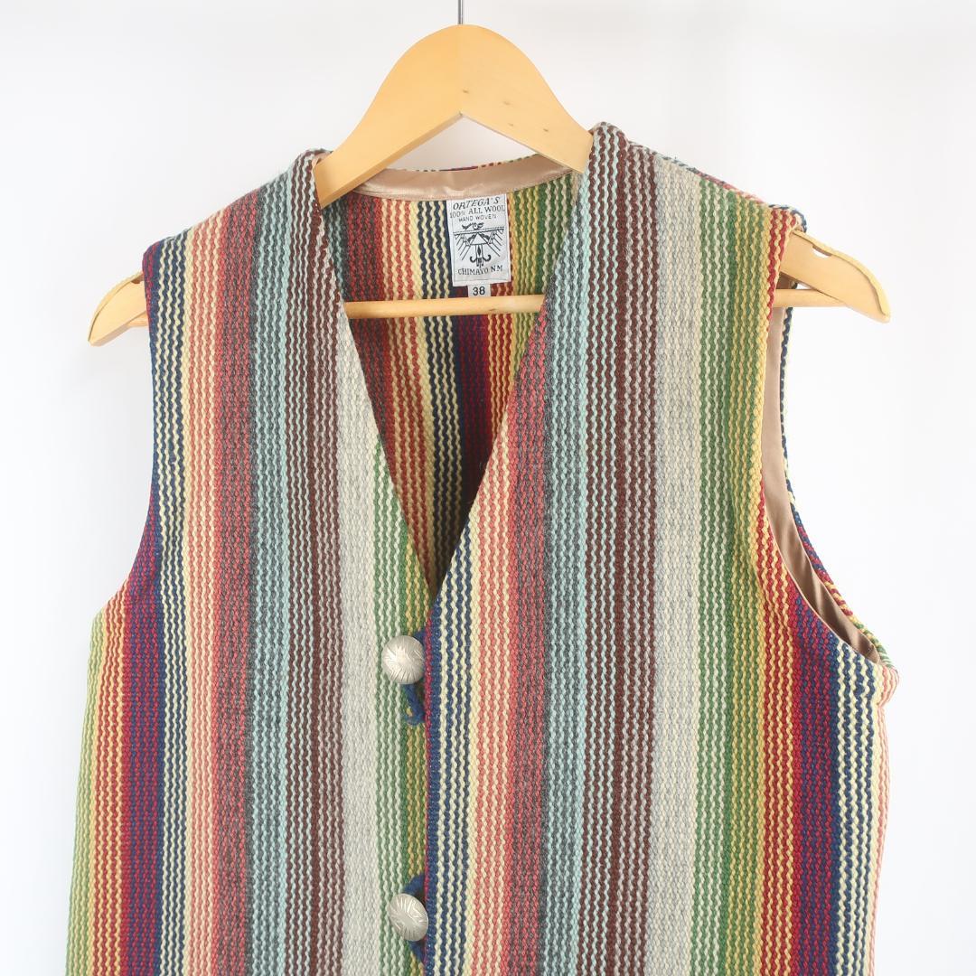 ORTEGA'S ウール ネイティブ ストライプ コンチョ ボタン チマヨベスト