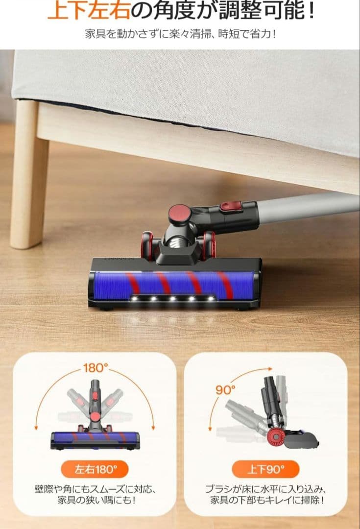 コードレス 掃除機 25000pa LED液晶 スティック ハンディ サイクロン